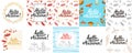 Hello, autumn - hand drawn lettering greeying card collections isolated on the white background. Fun brush ink vector Royalty Free Stock Photo