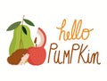 Hello autumn hedgehog pear apple fruits harvest season