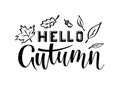 Hello autumn lettering hand draw