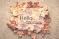 Hello Autumn Maple withered dried leaves Background