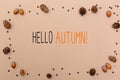 Hello autumn message with autumn theme