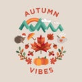 hello autumn poster round vintage flat design celebrate september vibes