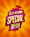 Hello autumn, special autumn offer - advertising poster template