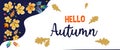 Hello autumn trendy design with colorful leaves Royalty Free Stock Photo