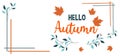 Hello autumn trendy flat style design template with hand drawn maple leaves Royalty Free Stock Photo