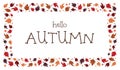 Hello Autumn warm color leaves border frame