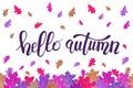 Hello autumn watercolor greeting card