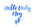 Hello baby boy handwritten lettering Royalty Free Stock Photo