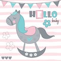 Hello baby rocking horse vector illustration Royalty Free Stock Photo