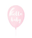 Hello Baby. Baby Shower Vector Illustration with Pastel Pink Balloon. Royalty Free Stock Photo