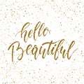 Hello Beautiful - freehand ink hand drawn calligraphic design.