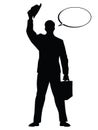 Hello businessman hat gesture black silhouette figure