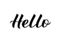 Hello calligraphy lettering isolated on white. Hand drawn typography poster. Word Hello written with brush. Vector template for Royalty Free Stock Photo