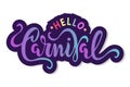 Hello Carnival text as logotype, badge, patch and icon