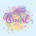 Hello Carnival text as logotype, badge, patch, icon