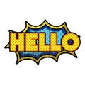 Hello comic words in speech bubble isolated icon