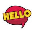 Hello comic words in speech bubble isolated icon