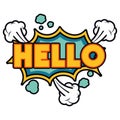 Hello comic words in speech bubble isolated icon