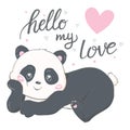 hello cute sweet panda bear teddy bear toy funny cute panda bear love yourself postcard etc.