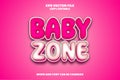 Realistic baby zone 3D editable text style effect