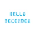 Hello December card with blue watercolor Royalty Free Stock Photo