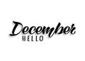 Hello December hand drawn lettering with shadow.