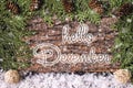 HELLO DECEMBER handwritten inscription. Winter holiday composition. New Year and Christmas celebration. Winter holidays Royalty Free Stock Photo