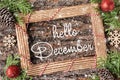 HELLO DECEMBER lettering design. Winter holiday composition. Royalty Free Stock Photo