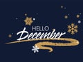 Hello December typography vector poster graphic design Royalty Free Stock Photo