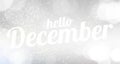 Hello December white vector card. modern soft color background Royalty Free Stock Photo