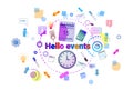 Hello Events, Business Schedule Time Management Concept Web Banner