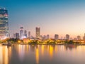 Bangkok Cityscape River View At Twilight Time