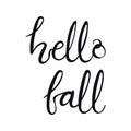 Hello fall handwritten lettering quote