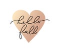 Hello fall minimalistic lettering illustration with rose gold he