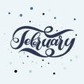 Hello february blue winter handwritten lettering