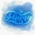 Hello february blue winter handwritten lettering