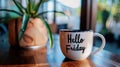 hello friday coffee cup AI generated Royalty Free Stock Photo