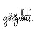 Hello gorgeous - Vector hand drawn lettering phrase. Modern brush calligraphy. Royalty Free Stock Photo