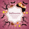 Hello halloween card bat candy treats