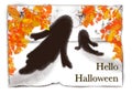 Hello Halloween greeting card. An invitation to a Halloween party.