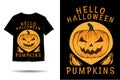 Hello halloween pumpkins silhouette t shirt design