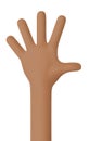 Hello - hand gesture. Unclenched hand of an African American. The finger count is number five. All fingers unclenched. Hand