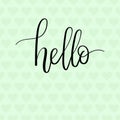 Hello hand lettering greeting card. Modern Calligraphy. Vector inscription.