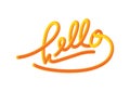 Hello hand lettering with orange and yelllow colors