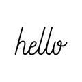 Hello hand lettering on white background