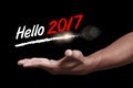 Hello 2017 with hand.