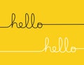 HELLO handwritten inscription continuous one line drawing isolated vector illustration