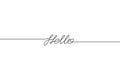 HELLO handwritten inscription. Hand drawn lettering. alligraphy. One line drawing of phrase Vector illustration