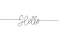 HELLO handwritten inscription. Hand drawn lettering. calligraphy. One line drawing of phrase. Continuous black line drawing word