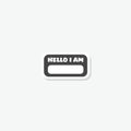 Hello I Am card icon sticker isolated on gray background Royalty Free Stock Photo